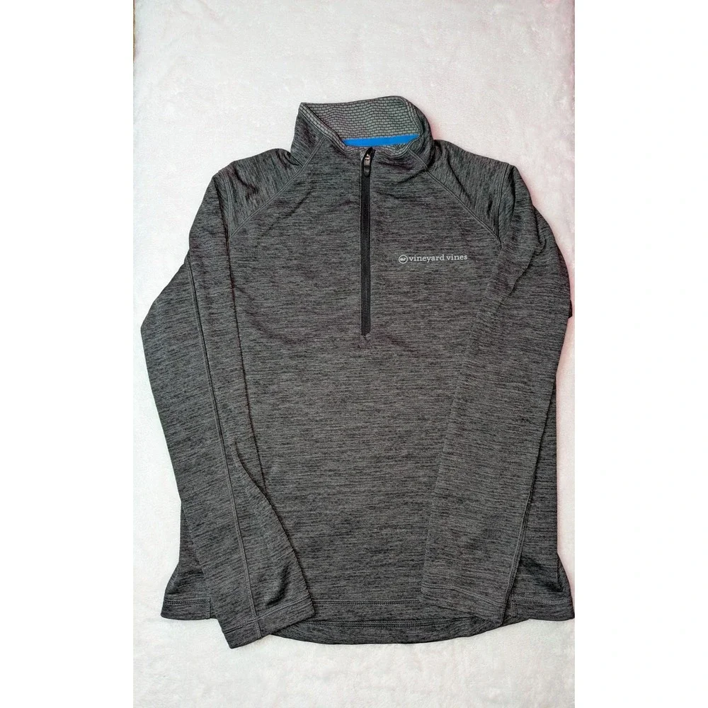 Vineyard Vines Mens Gray Space Dye Quarter‎ Zip Performance Pullover Size Medium